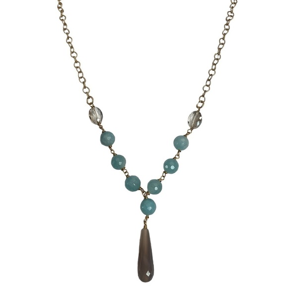 Dana Herbert Glass Crystal Beaded Y Necklace - Picture 2 of 5